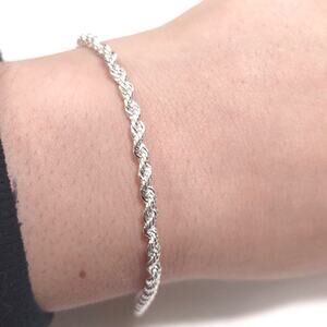 925 Silver Plated Bracelet Rope Style Christmas Birthday Valentines Gift New!